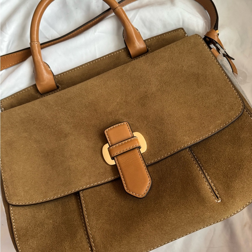 Michael Kors Tan Suede Crossbody Satchel